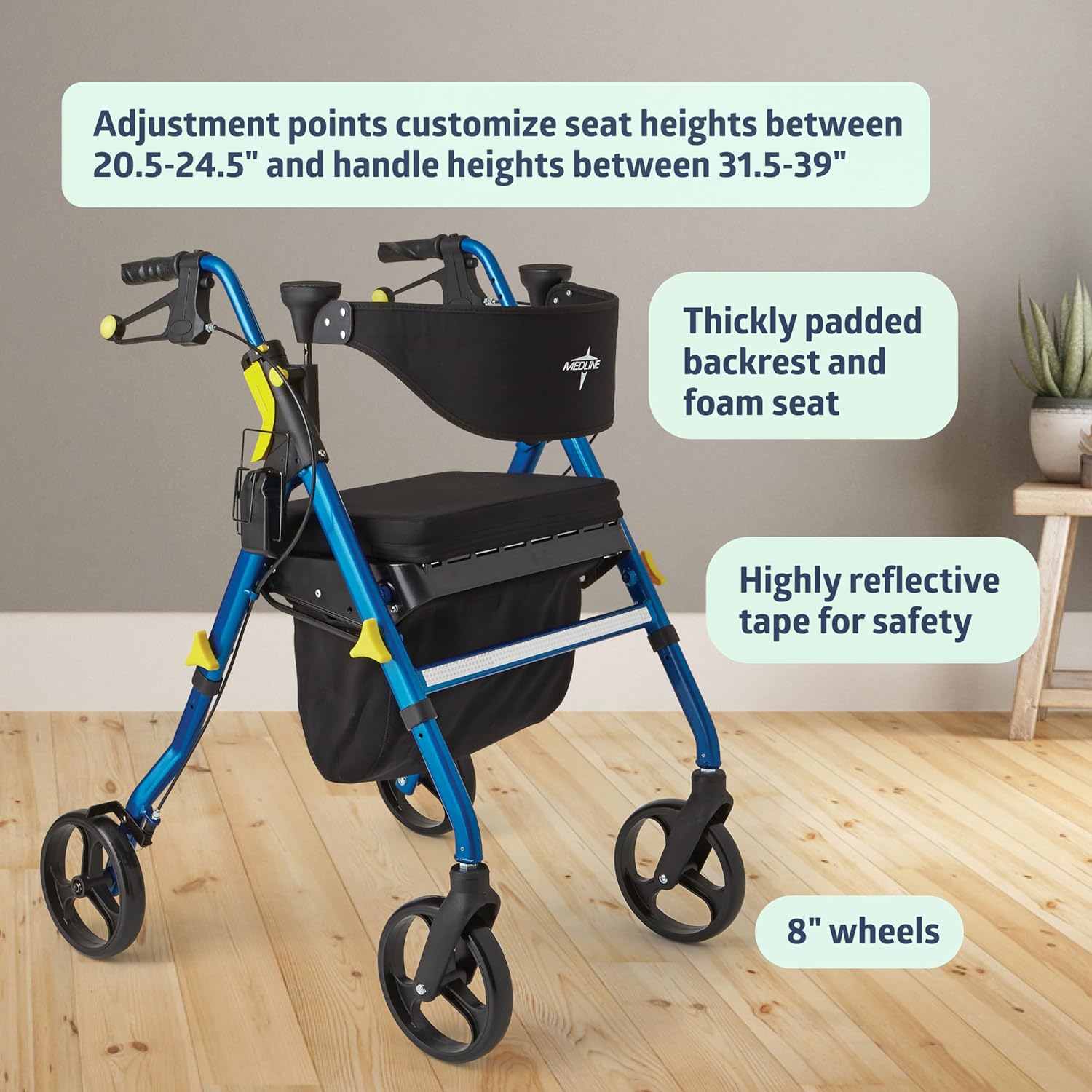 Empower Four-Wheeled Rollator Walker by Medline for Sale – Wheel