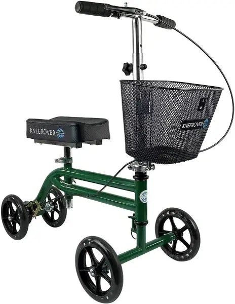 Steerable Knee Walker With Basket - Green Knee Rover